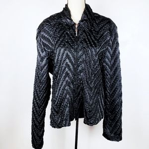 Joseph Ribkoff contemporary Trends Black Chevron Herringbone Pleated Zip Blouse